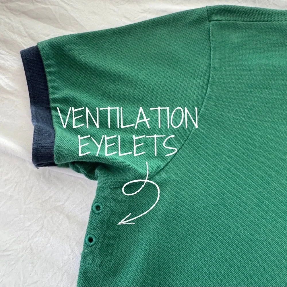 Polo Ralph Lauren Men’s Vintage Green Polo L Navy Collar Zip Snap‎ Closure EUC